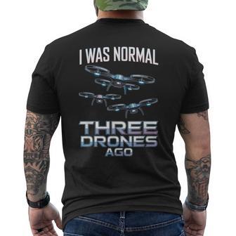 Normal Three Drones Operator Pilot RC Quadcopter Fly Drone Men's Back Print T-Shirt | Mazezy
