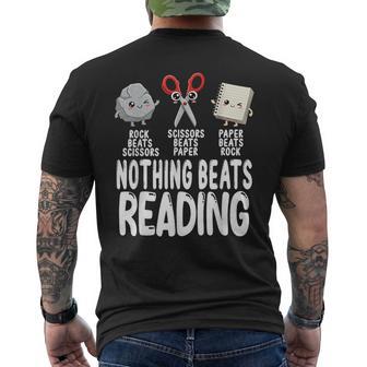Nothing Beats Reading Rock Paper Scissors Book Lover Men's T-shirt Back Print - Thegiftio UK