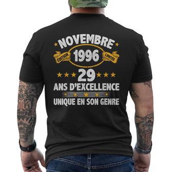 Novembre 1996 29 Ans Homme Cadeau Anniversaire Novembre 1996 T-shirt imprimé au dos - Cadeauxyz