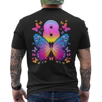 Octavo Cumpleaños Niña 8 Años Mariposa Número 8 Camiseta Hombre Estampado Espalda - Regaloses