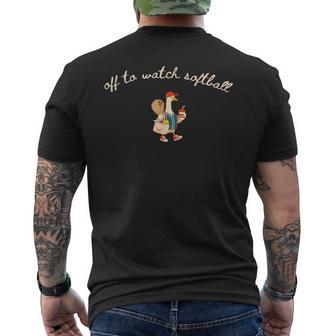 Off To Watch Softball Goose Men's T-shirt Back Print | Seseable FR