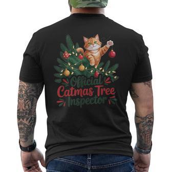 Official Catmas Tree Inspector Christmas Cat Shirt Men's Back Print T-Shirt | Mazezy
