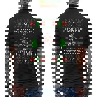 Oh What Fun It Is To Ride Motorcycle Santa Ugly Christmas Men's Back Print T-Shirt | Mazezy