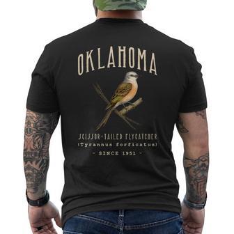 Oklahoma Scissor-Tailed Flycatcher Bird Men's Back Print T-Shirt | Mazezy
