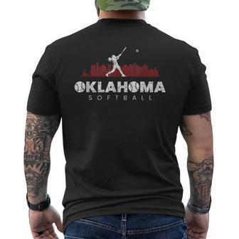 Oklahoma Softball Vintage Player Minimalist Skyline Retro Men's T-shirt Back Print | Mazezy