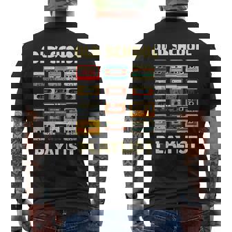 Old School Playlist Cassettes Vintage Mix Tapes Classic Fun Men's T-shirt Back Print - Monsterry