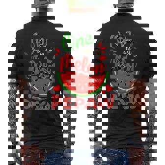 One In a Melon Pepaw 1st Birthday Party Family Matching Men's Back Print T-Shirt | Mazezy