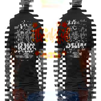 One Thankful Grandma Fall Autumn Thanksgiving Men's Back Print T-Shirt | Mazezy