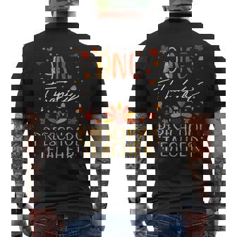One Thankful Preschool Teacher Thanksgiving Fall Vintage Men's Back Print T-Shirt | Mazezy