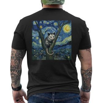 Opossum Van Gogh Starry Night Men's T-shirt Back Print - Thegiftio UK