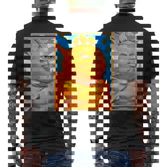 Orange Fruit Man Superhero Citrus Men's Back Print T-Shirt | Mazezy