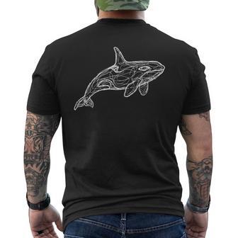 Orca Arte Lineal Ballena Orca Camiseta Hombre Estampado Espalda - Regaloses