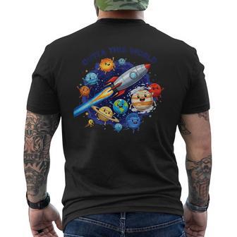 Outta This World かわいい惑星宇宙好き、宇宙飛行士銀河 メンズTシャツ バックプリント - Kawaiitshirt