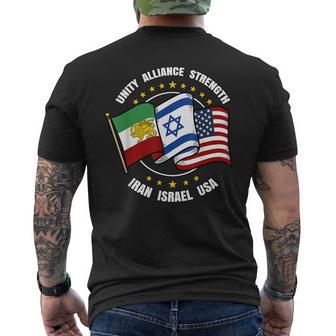 Pahlavi Monarchy Iran Israel Usa Alliance Strength Men's T-shirt Back Print | Mazezy