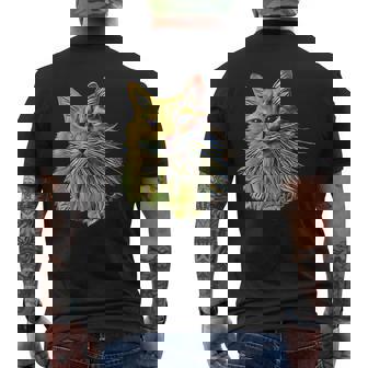 Painted Cat Art Siberian Cat Long Haired Cat Tank Top Men's Back Print T-Shirt | Mazezy