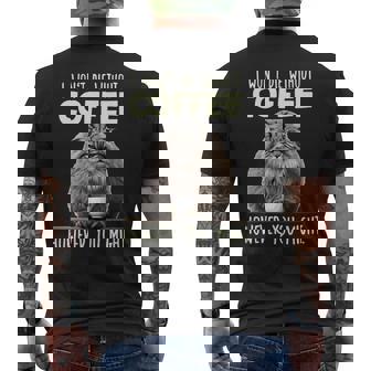 Pallas Cat T コーヒー愛好家のための朝の不満 マヌルネコ 長袖tシャツ メンズTシャツ バックプリント - Kawaiitshirt