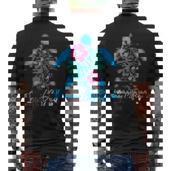 Panama City Beach Florida Sea Turtle Hibiscus Tropical Tank Top Men's Back Print T-Shirt | Mazezy