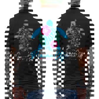 Panama City Florida Sea Turtle Hibiscus Tropical Vacation Men's Back Print T-Shirt | Mazezy