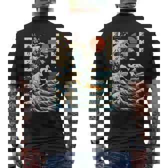 Panda Surfing Japanese Wave Great Wave Men's Back Print T-Shirt | Mazezy