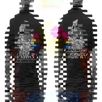 Pansaurus T Rex Dinosaur LGBTQIA Ally Bisexual Pride Month Tank Top Men's Back Print T-Shirt | Mazezy