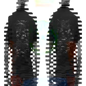 Panther With Beautiful Green Eyes Black Panthers Men's T-shirt Back Print - Thegiftio