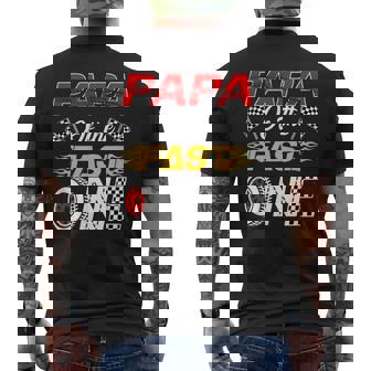 Papa Of The Fast One 1St Birthday Race Car Family Men's Back Print T-Shirt | Mazezy