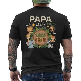 Papa Of The Wild Oneafari Primo Compleanno T-shirt da uomo con stampa posteriore - Novitaregali