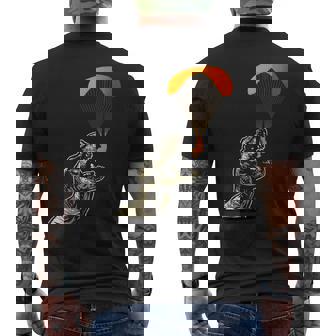 Paragliding Dino Paragliders Skydiving Trex Dinosaurs Men's Back Print T-Shirt | Mazezy