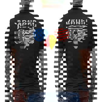 Pardoned Thanksgiving Turkey Sunglasses USA Flag Men's Back Print T-Shirt | Mazezy