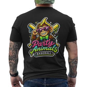 Party Animals Baseball Jersey Monkey Vibrant Slime Men's T-shirt Back Print - Monsterry