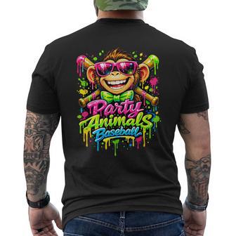 Party Animals Baseball Monkey Sunglasses Graffiti Streetwear Men's T-shirt Back Print - Thegiftio UK