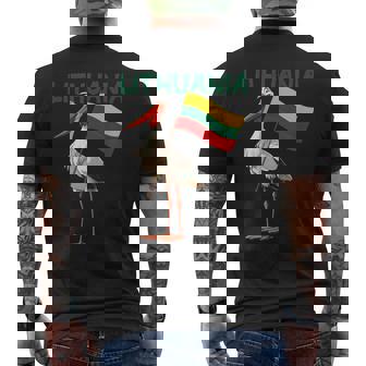 Patriotic Lithuania Stork Animal Costume Men's Back Print T-Shirt | Mazezy