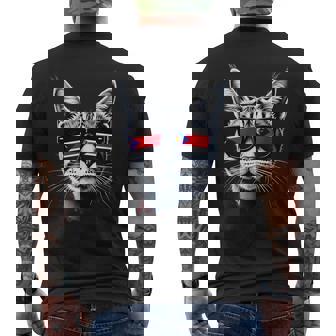 Patriotic South Sudan Tabby Cat South Sudanese Flag Men's Back Print T-Shirt | Mazezy