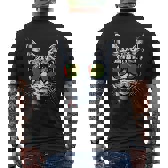 Patriotic Turkmenistan Tabby Cat Turkmen Flag Men's Back Print T-Shirt | Mazezy