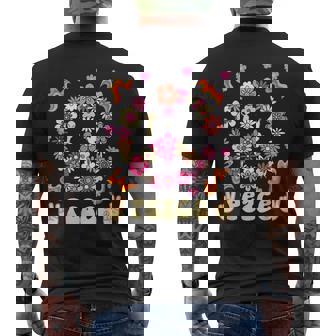 Peace 60年代風 フラワーデザイン メンズTシャツ バックプリント - Kawaiitshirt