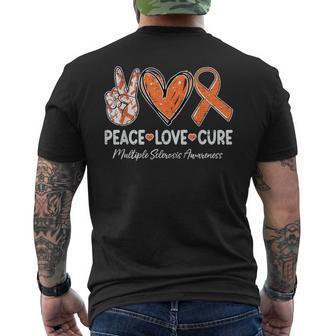 Peace Love Cure Multiple Sclerosis Ms Awareness Support Men's T-shirt Back Print - Thegiftio UK
