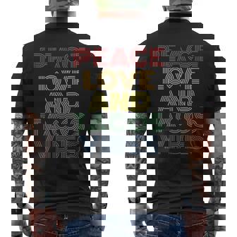 Peace Love And Sketch Tacos Retro Groovy Chill Vibes Men's Back Print T-Shirt | Mazezy