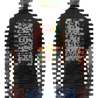 Peace Love Slacklining 60s 70s Hippie Retro Slackliner Men's Back Print T-Shirt | Mazezy