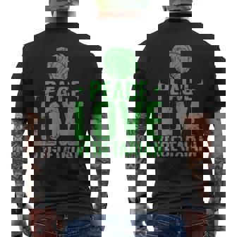 Peace Love Vegetarian Plant-Based Tank Top Men's Back Print T-Shirt | Mazezy