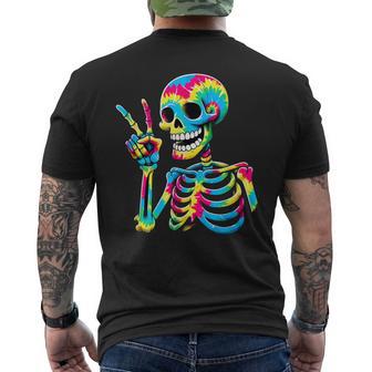 Peace Sign Tie Dye Skeleton Men's T-shirt Back Print - Thegiftio UK