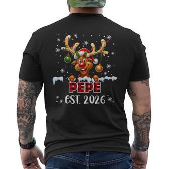 Pepe Est 2026 Christmas Reindeer Plaid Pajamas New Baby Men's Back Print T-Shirt | Mazezy