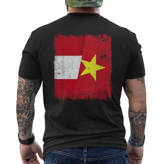 Peru Vietnam Half Flag Peruvian Vietnamese History Men's Back Print T-Shirt | Mazezy