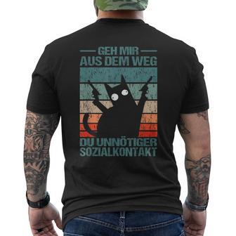 Pew Pew Katze Geh Mir Aus Dem Weg Du Unnötigerozialkontakt T-Shirt mit Rückendruck - Geschenkecke