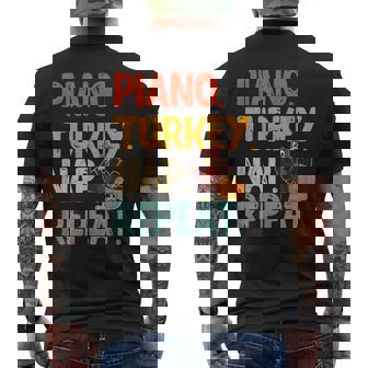 Piano Turkey Nap Repeat Piano Player Thanksgiving Turkey Men's Back Print T-Shirt | Mazezy