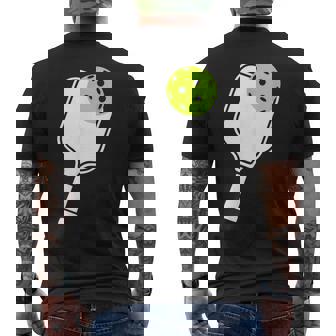 Pickleball Racket And Ball Men's Back Print T-Shirt | Mazezy