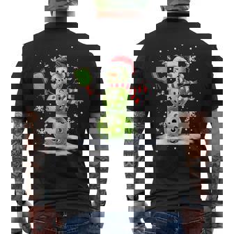 Pickleball Snowman Player Santa Hat Christmas Xmas Tank Top Men's Back Print T-Shirt | Mazezy