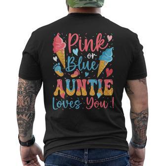 Pink Or Blue Auntie Loves You Ice Cream Gender Reveal Men's T-shirt Back Print | Mazezy