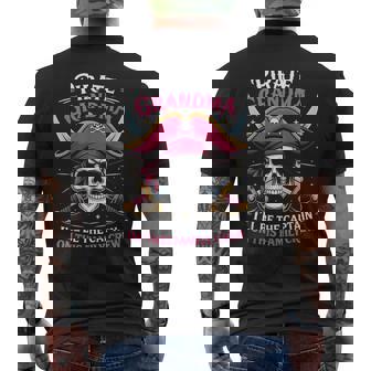 Pirate Grandma Skeleton Freeboater Boat Captain Pirate Men's Back Print T-Shirt | Mazezy