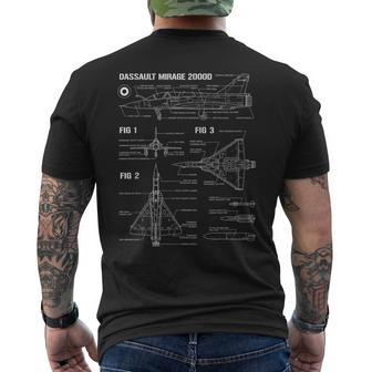 Plan Du Chasseur Français Dassault Mirage 2000D T-shirt imprimé au dos - Cadeauxyz