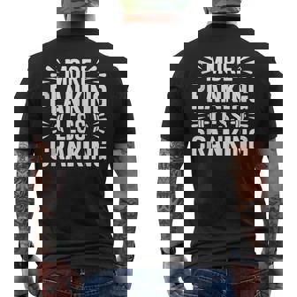 More Planking Less Cranking Motivational Fitness Tank Top Men's Back Print T-Shirt | Mazezy